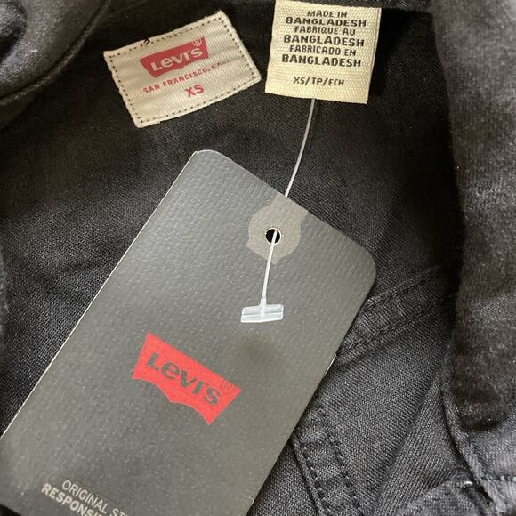 Levis Women’s Ellie Denim Dress Sz XS New Black Long Sleeve Snap Up Jean dress - Picture 7 of 12